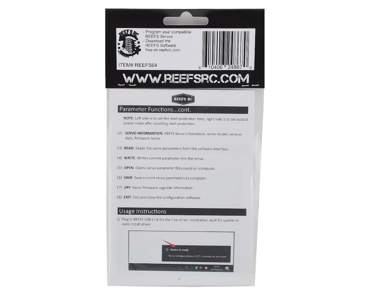 Reefs RC Remote Control USB Link Servo Programmer SEHREEFS64