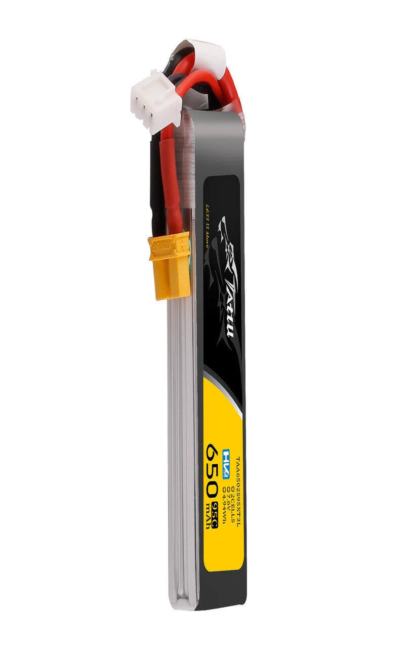 Tattu 650mAh 2S 95C 7.6V HV Lipo RC Airplane Battery Long Pack With XT30 Plug