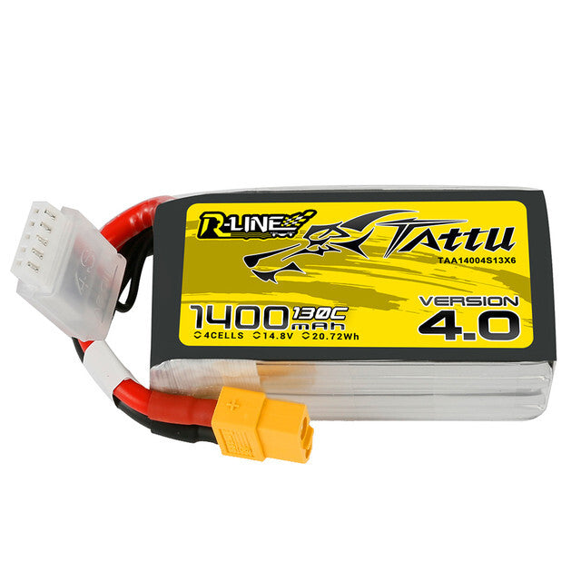 Tattu R-Line Version 4.0 1400mAh 14.8V 130C 4S Lipo Battery Pack With XT60 Plug