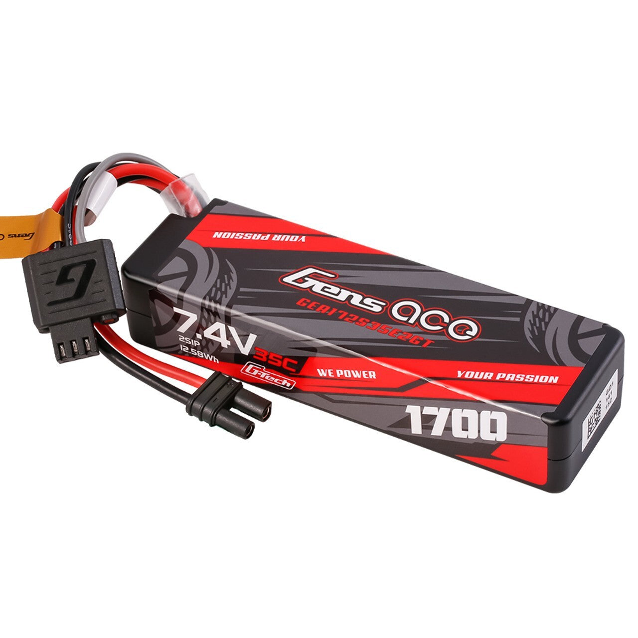 Gens Ace 1700mAh 2S 35C 7.4V GTech Hardcase Lipo Battery w/  IC2 Plug ARRMA GROM