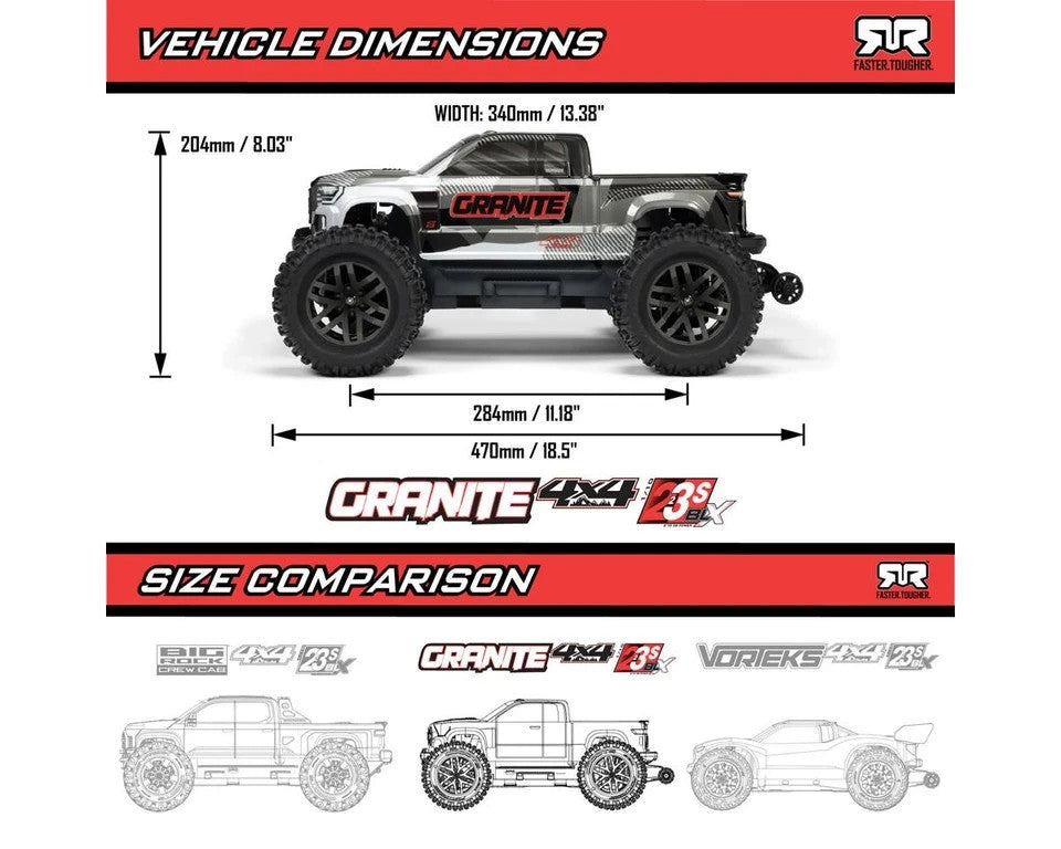 Arrma Granite 4x4 V4 223S DSC 1/10 RTR Brushless 4WD Monster Truck (Blue)