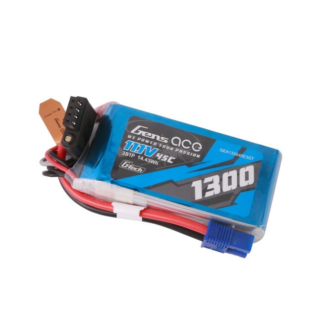Gens Ace 1300mAh 3S 45C 11.1V G-Tech GTech Lipo RC Battery Pack With EC3 Plug