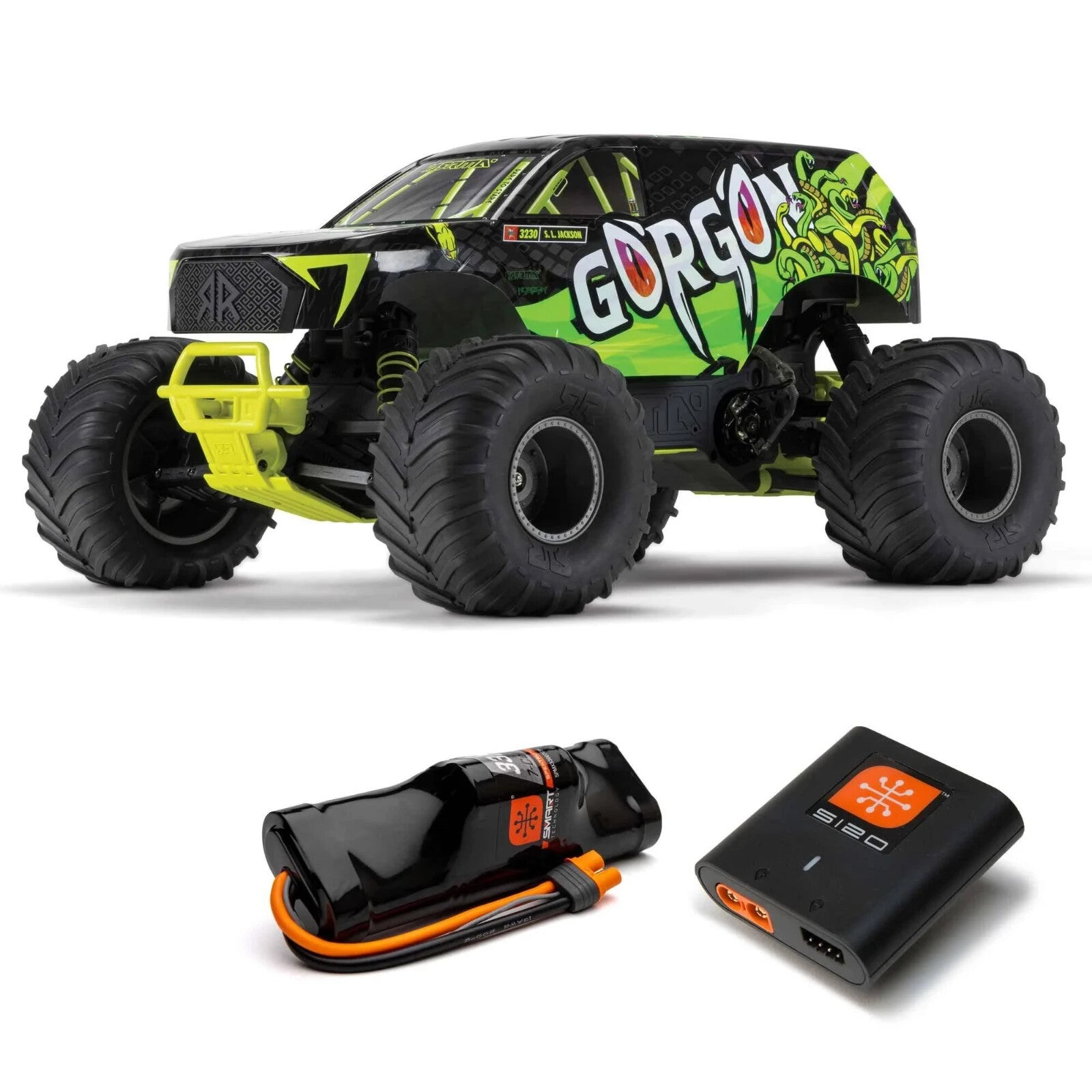 Arrma Gorgon 4X2 MEGA 550 Brushed 1/10 Monster Truck RTR (Yellow) w/SLT2 2.4GHz