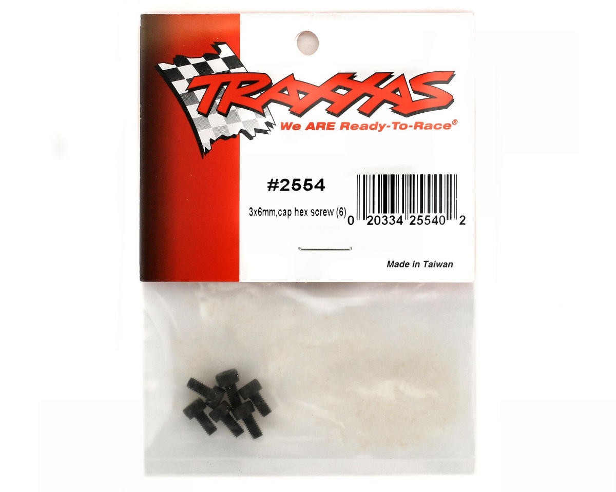 Traxxas 2554 Cap-Head Screws 3x6mm Hex Drive Machine Screw 6-Piece Hardware Pack