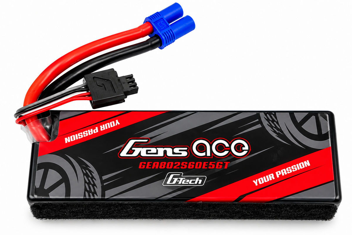 Gens ace GTech 8000mAh 7.6V 2S 60C HardCase Lipo Battery Pack with EC5 Plug