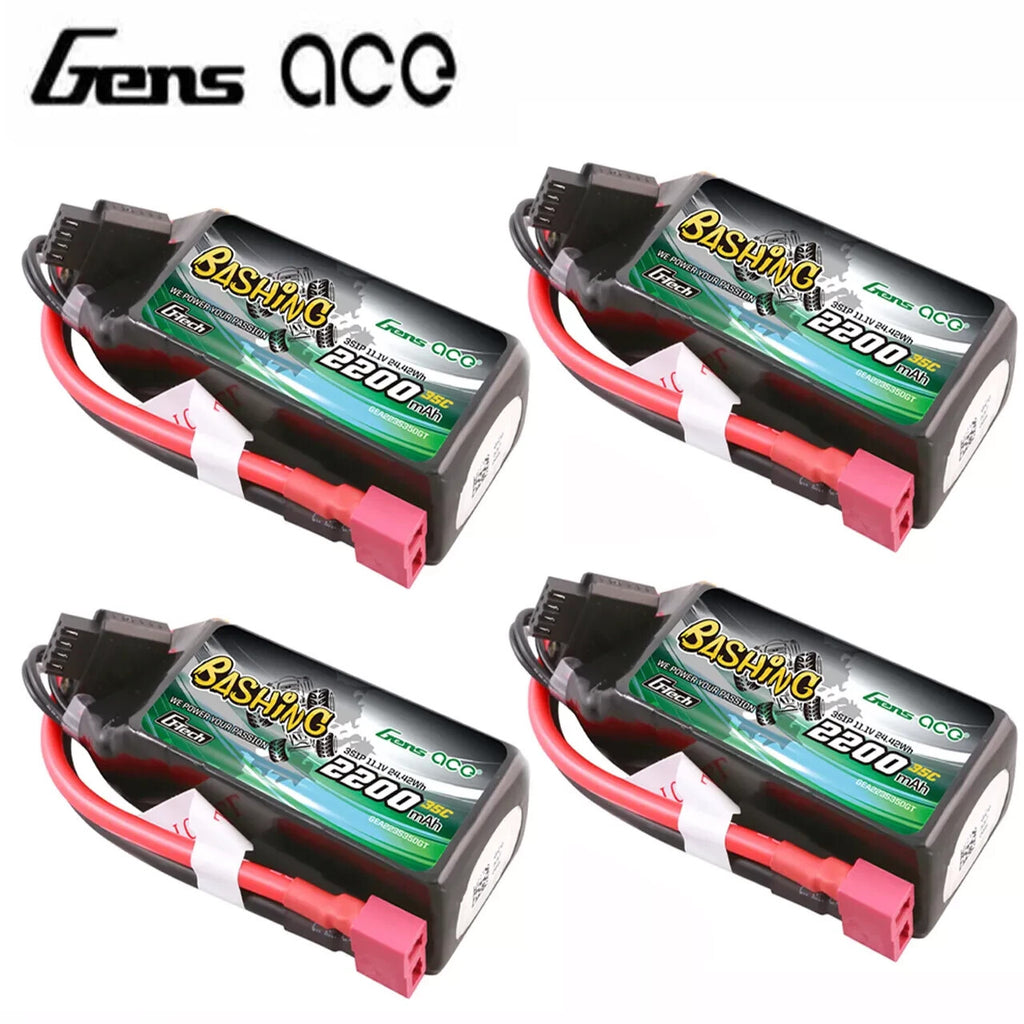 4x GensAce Bashing 2200mAh 11.1V 35C G-Tech 3S Lipo Battery Deans For RC Crawler