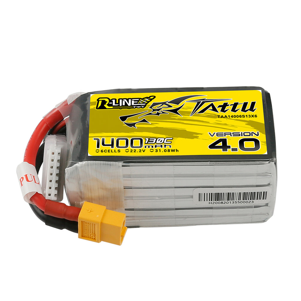 2x Tattu RLine Version 4.0 22.2v 6s 1400 130c High Performance Lipo Battery XT60