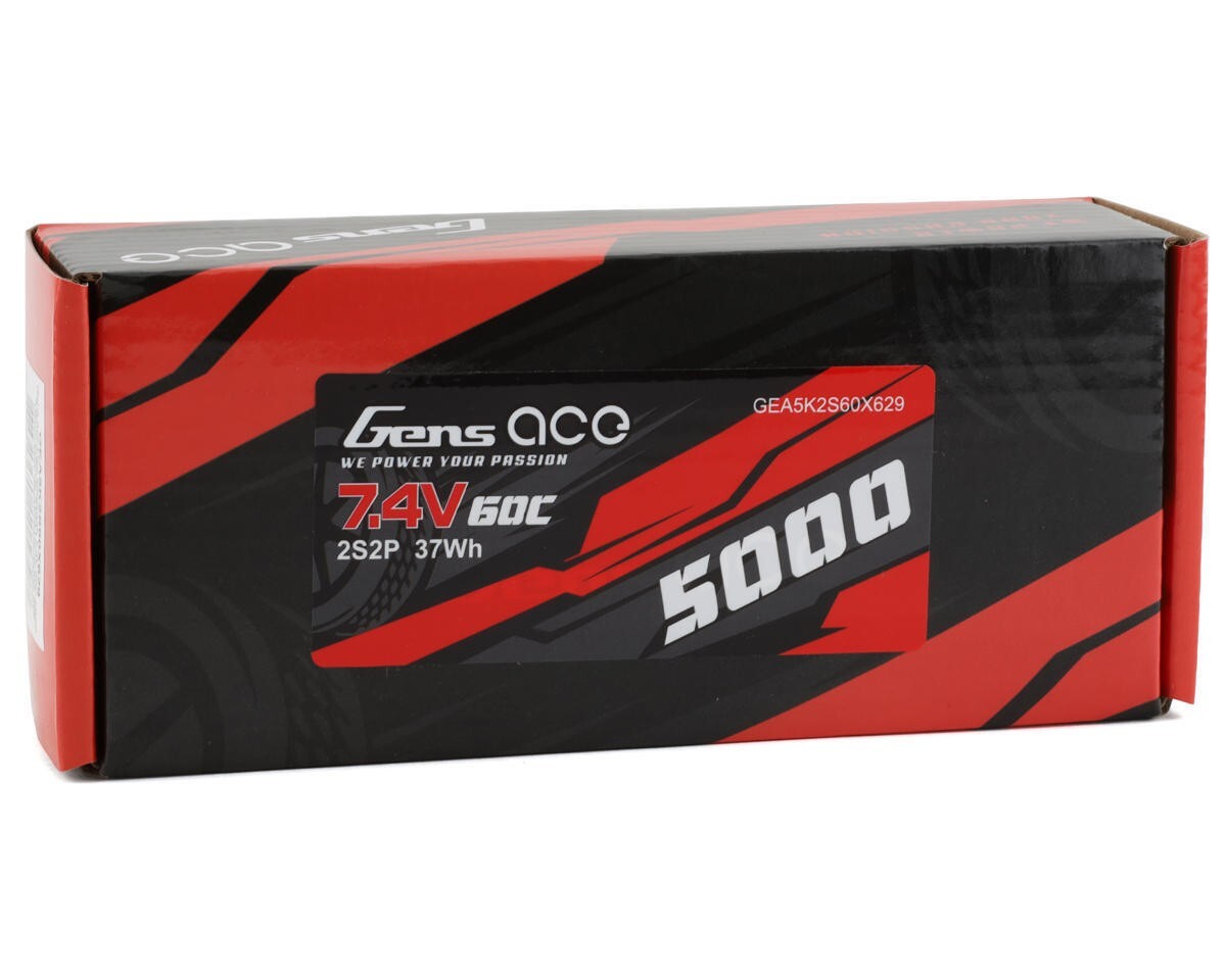 Gens Ace 2S LiPo Battery 60C 7.4V 5000mAh GEA5K2S60X629 : Losi 22 Xray XB4