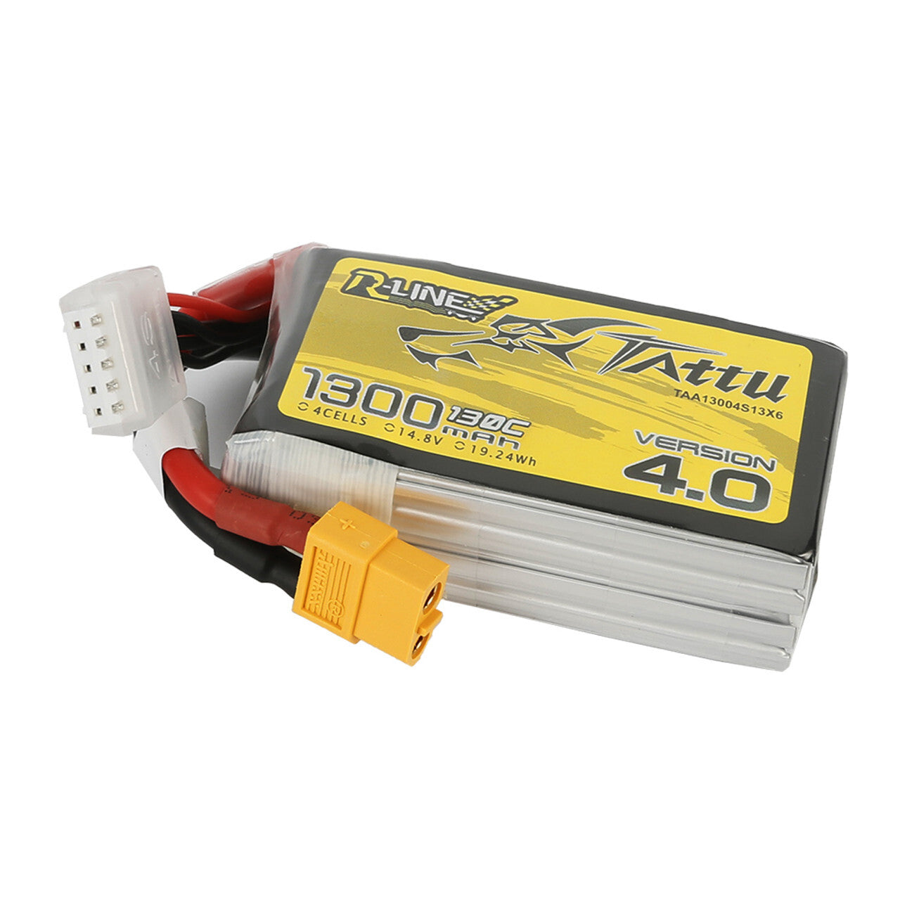 Tattu R-Line Version 4.0 1300mAh 14.8V 130C 4S Lipo Battery Pack With XT60 Plug