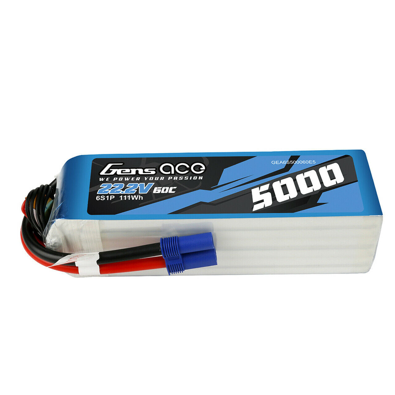 Gens Ace 5000mAh 22.2V 60C 6S Lipo Battery EC5 Plug For 600 700 Helicopter Drone