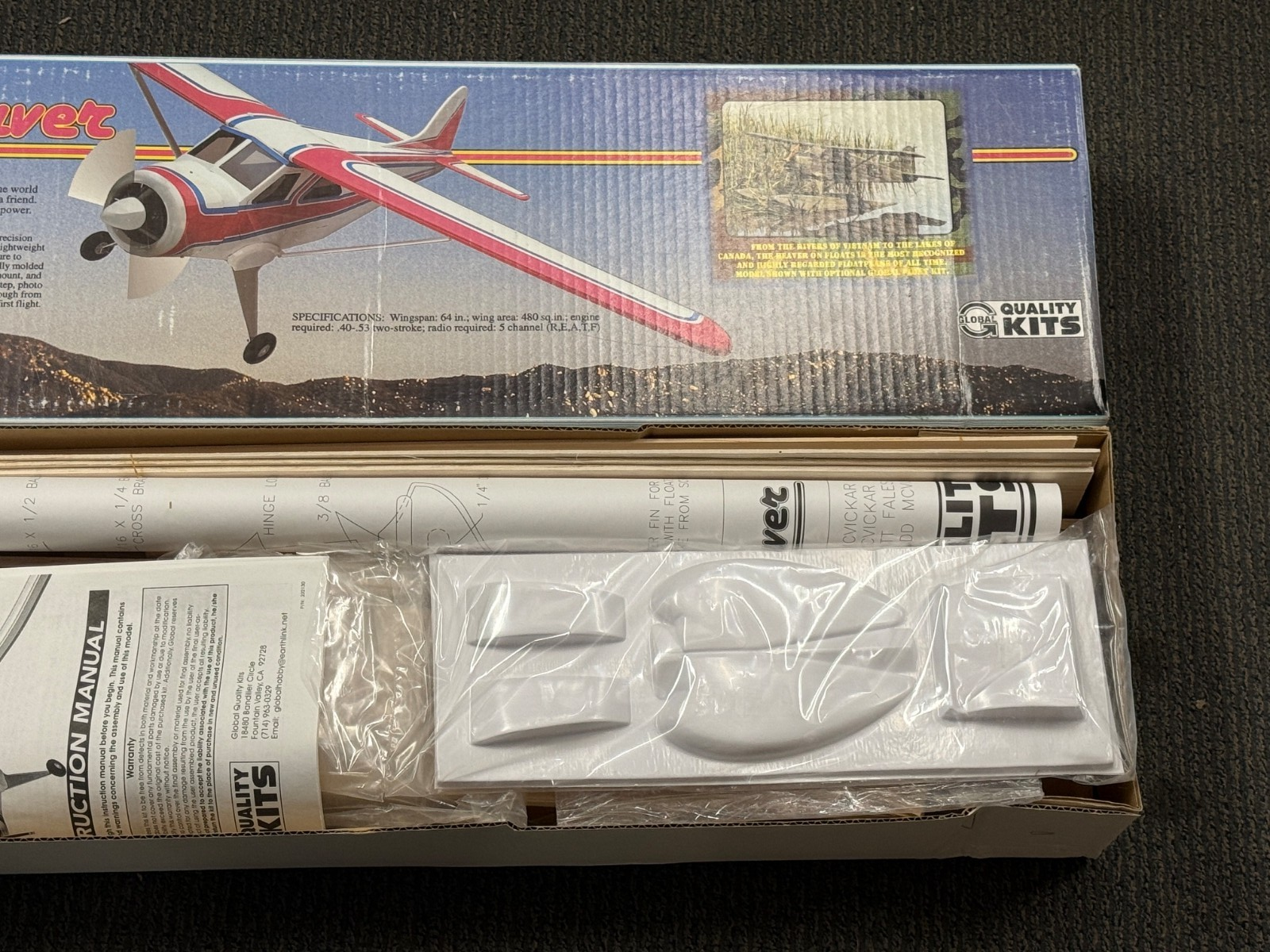 New Global RC Remote Control Dehavilland Beaver Balsa Wood RC Airplane Kit