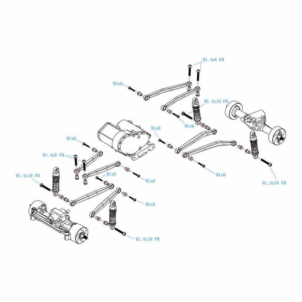 HOT RACING SXTY133H Brass No-Flex Link Set, 1/30 Axial SCX30 HRASXTY133X08