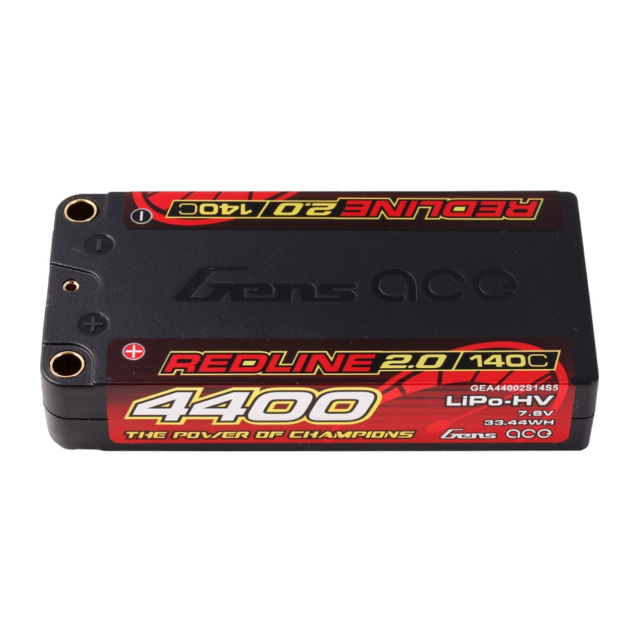 2x Gens ace 4400mAh 2S 140C 7.6V HardCase HV Shorty Redline 2.0 Lipo Battery