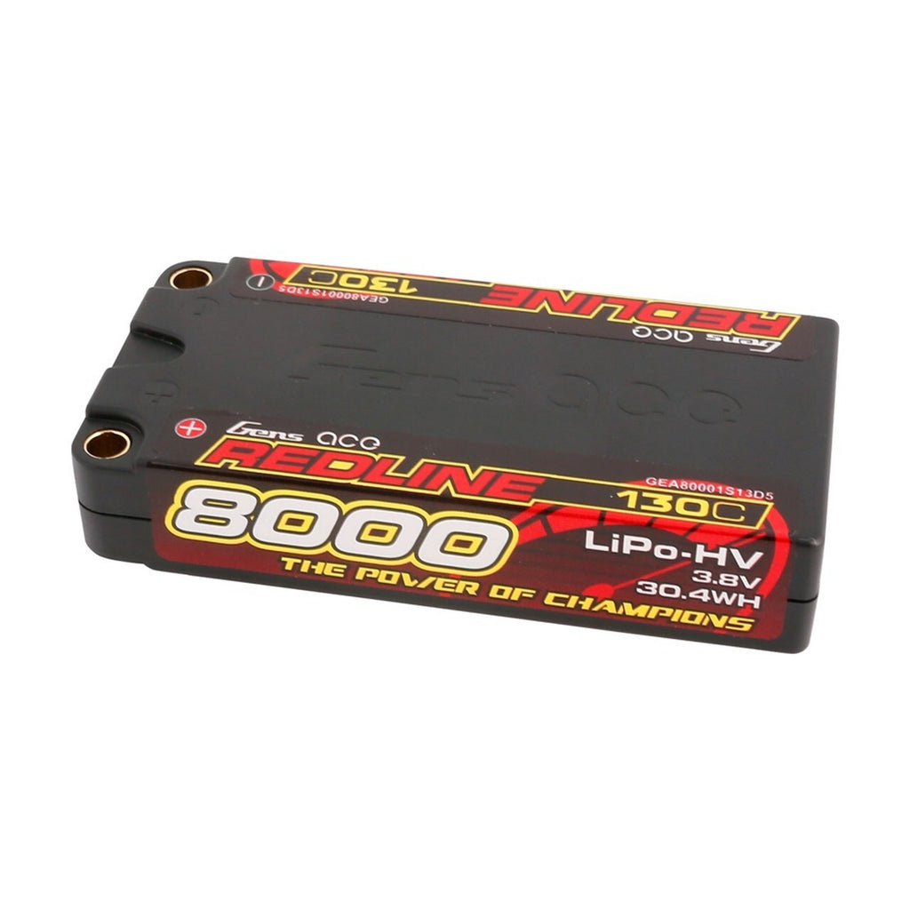 2x Gens Ace 3.8V 130C 1S 5mm 8000mAh Lipo Battery HardCase HV 1:8 1:10 RC Car