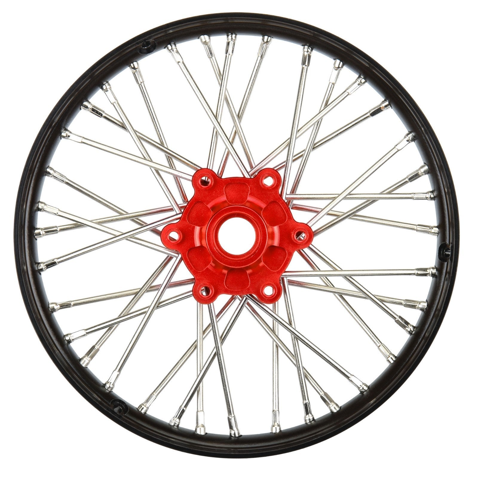 Pro-Line 1/4 Pro-Spec Aluminum V2 Bead Front Wheel Black/Red (1): Promoto-MX