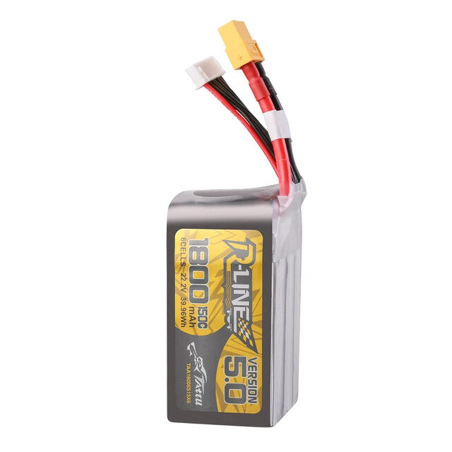 2x Tattu R-Line Version 5.0 1800mAh 6S 150C 22.2V Lipo Battery Pack : XT60 Plug