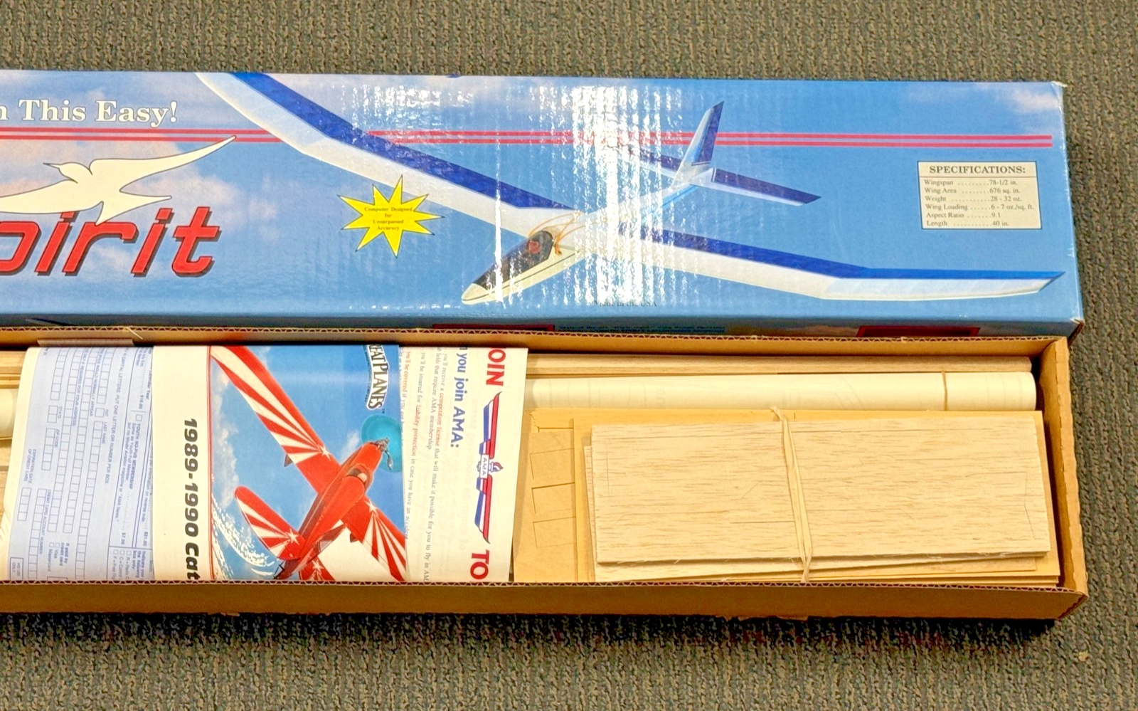 New Great Planes Spirit 2M Two 2 Meter RC Remote Control Balsa Airplane Kit