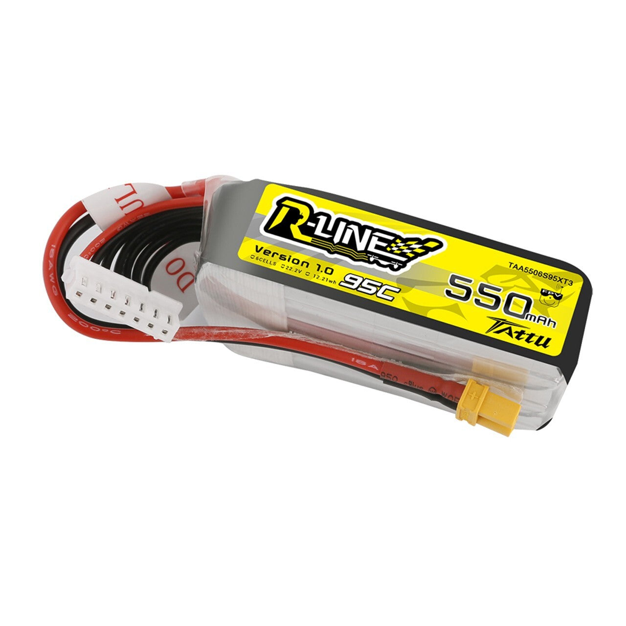 Tattu 550mAh 6S 95C 22.2V R-Line Lipo RC Drone Battery Pack With XT30 Plug