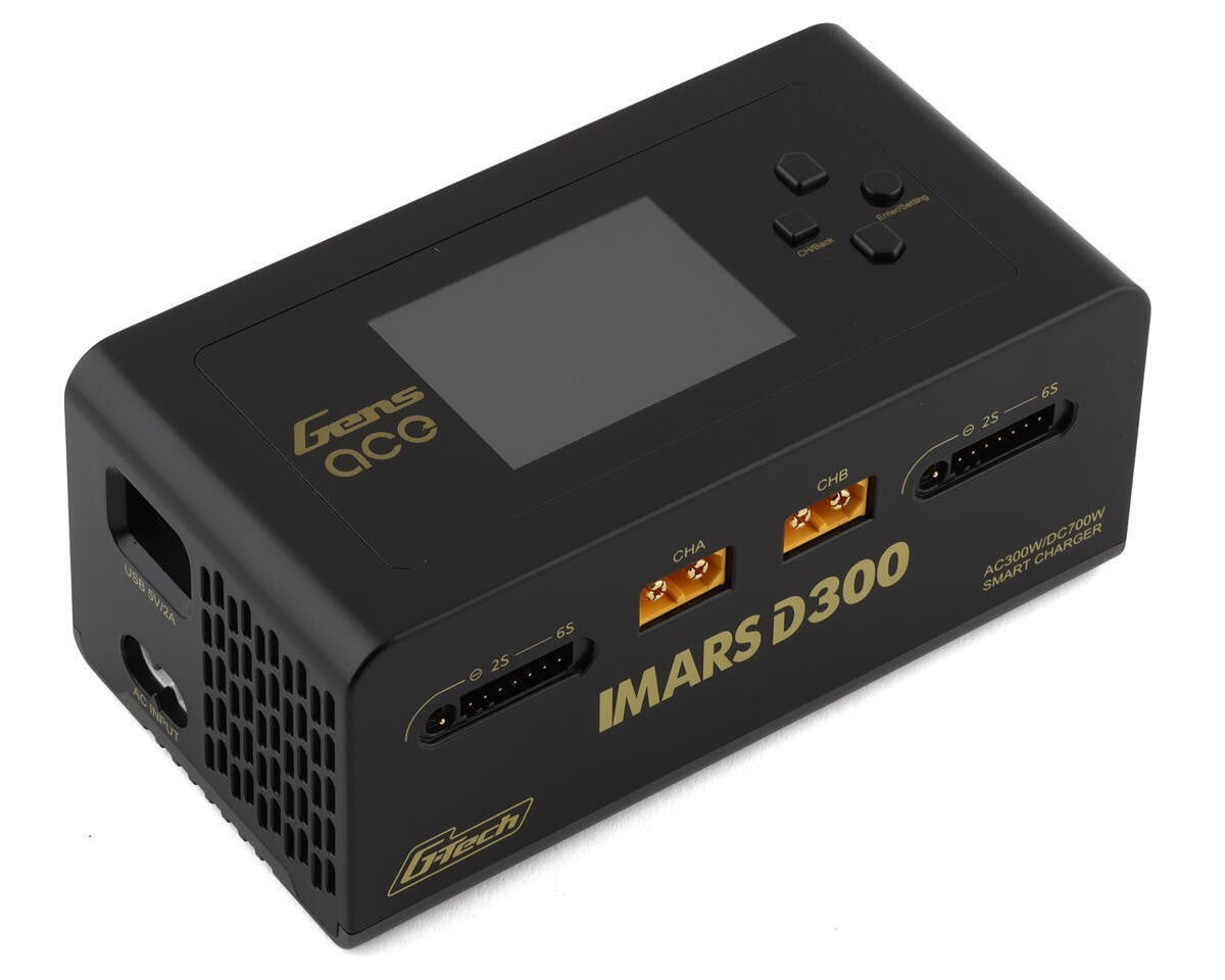 Gens Ace IMARS D300 G-Tech Channel AC/DC 300W/700W RC Battery Charger-US Black