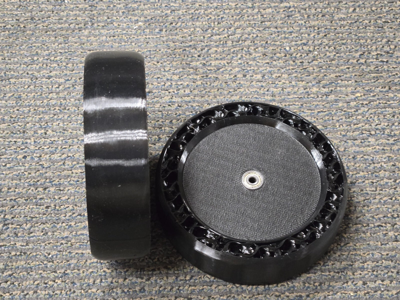 3D Printed No Bounce Upgrade Wheels/Tires Super Timber w/ Ball Bearings 5" Black