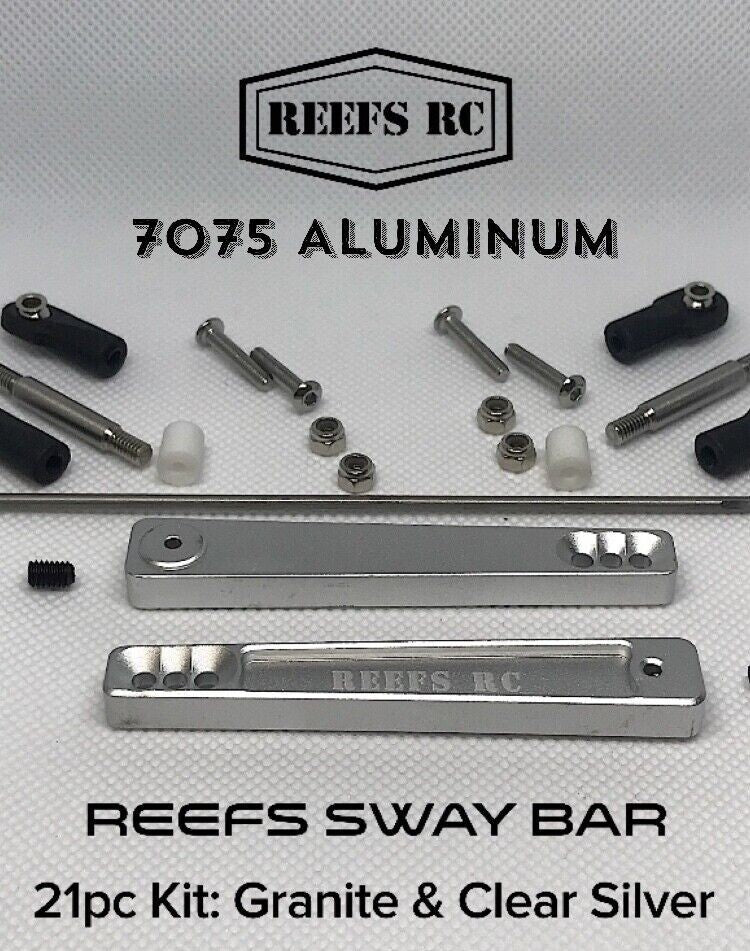 Reefs RC Sway Bar Hard Anodized Aluminum Kit Silver Axial RR10 Bombers SMT10
