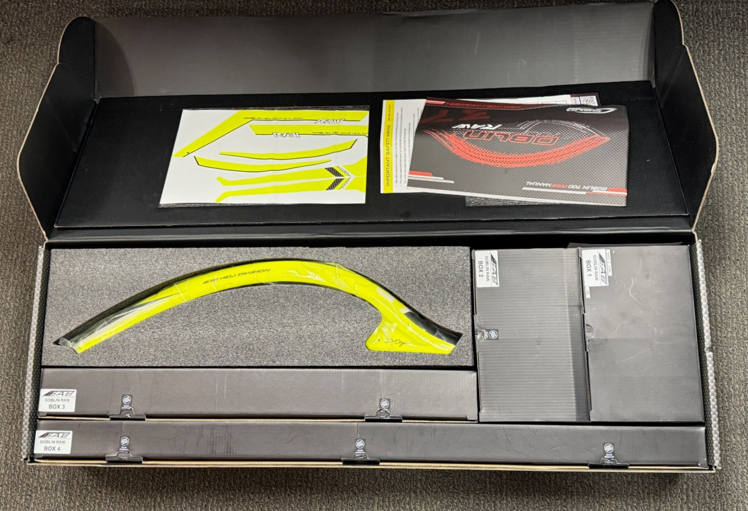 New in Box Goblin RAW 700 RC Remote Control Helicopter Kit : Yellow SG745