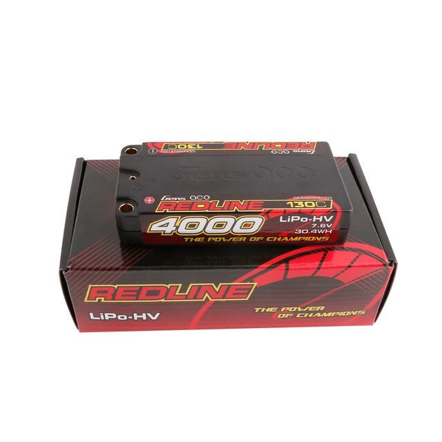 Gens ace 4000mAh 2S 130C 7.6V HardCase HV Redline Series Lipo Battery with 5mm