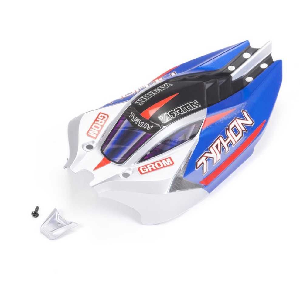 ARRMA ARA412005 412005 1/18th Scale Typhon Grom RC Buggy Body Blue / Silver
