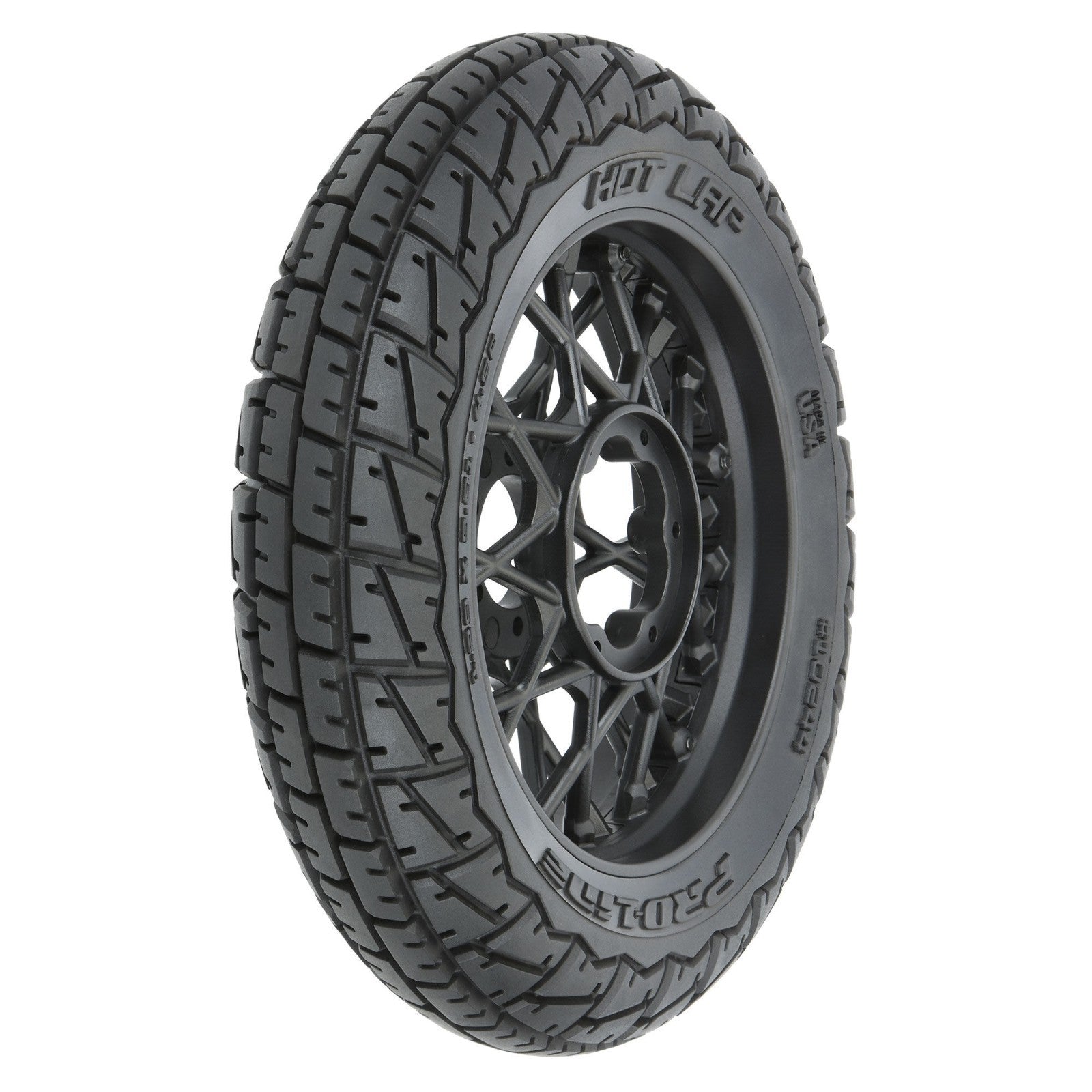 ProLine PRO1024410 Hot Lap S3 Motorcycle Front Tire Mounted on Black Supermoto