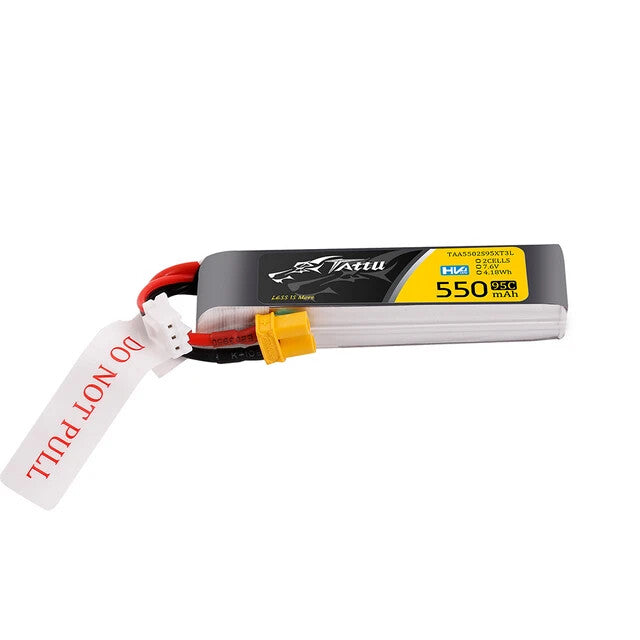 Tattu 550mAh 2S 7.6V HV Lipo RC Airplane Drone Battery Long Pack With XT30 Plug