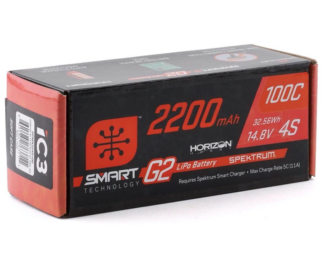 Spektrum RC 4S Smart G2 LiPo 100c Battery Pack 14.8V / 2200mAh w/ IC3 Connector