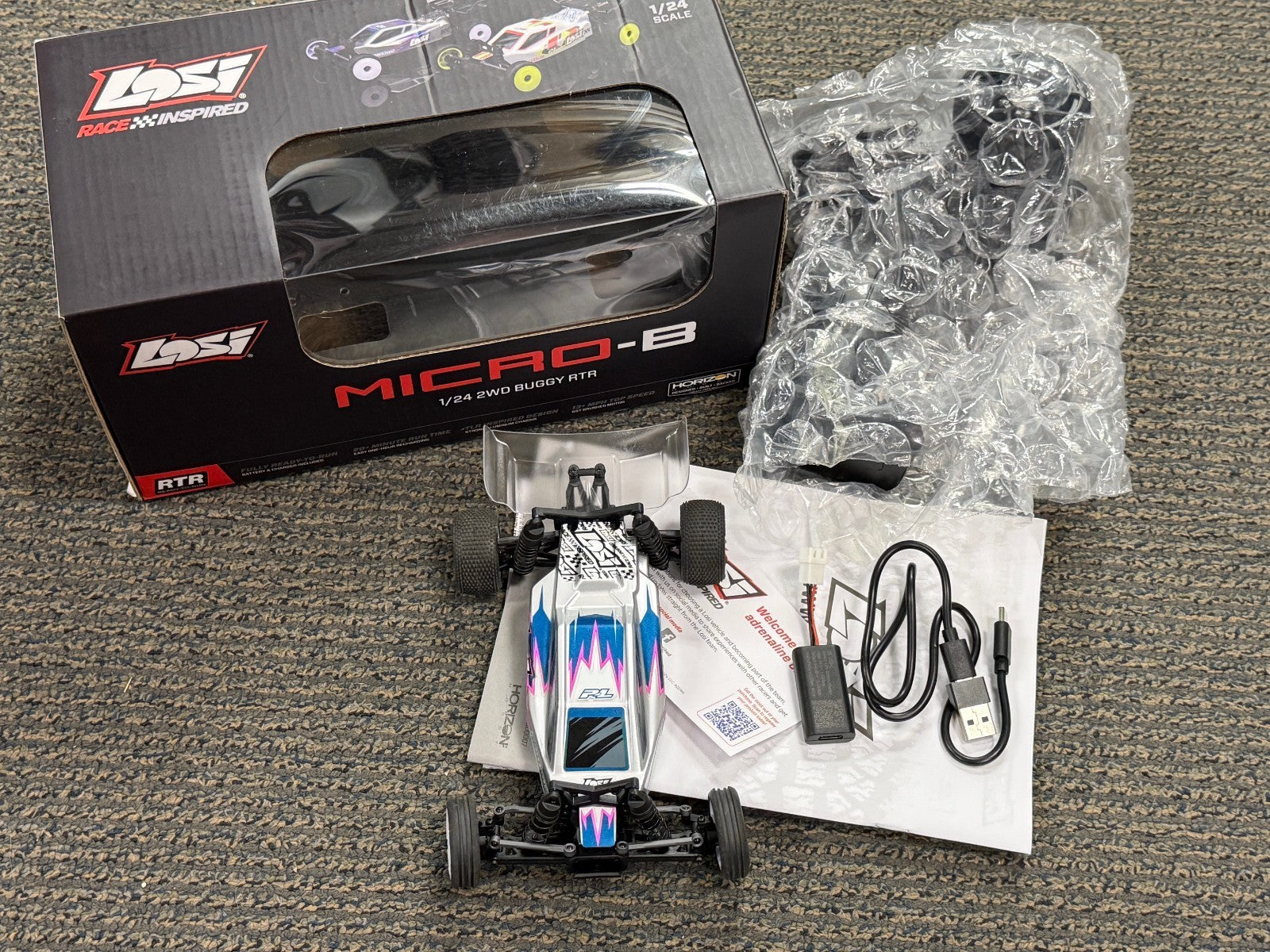 Losi LOS00007T2 1/24 Scale Micro-B MicroB 2WD RTR Ready to Run Buggy : Silver