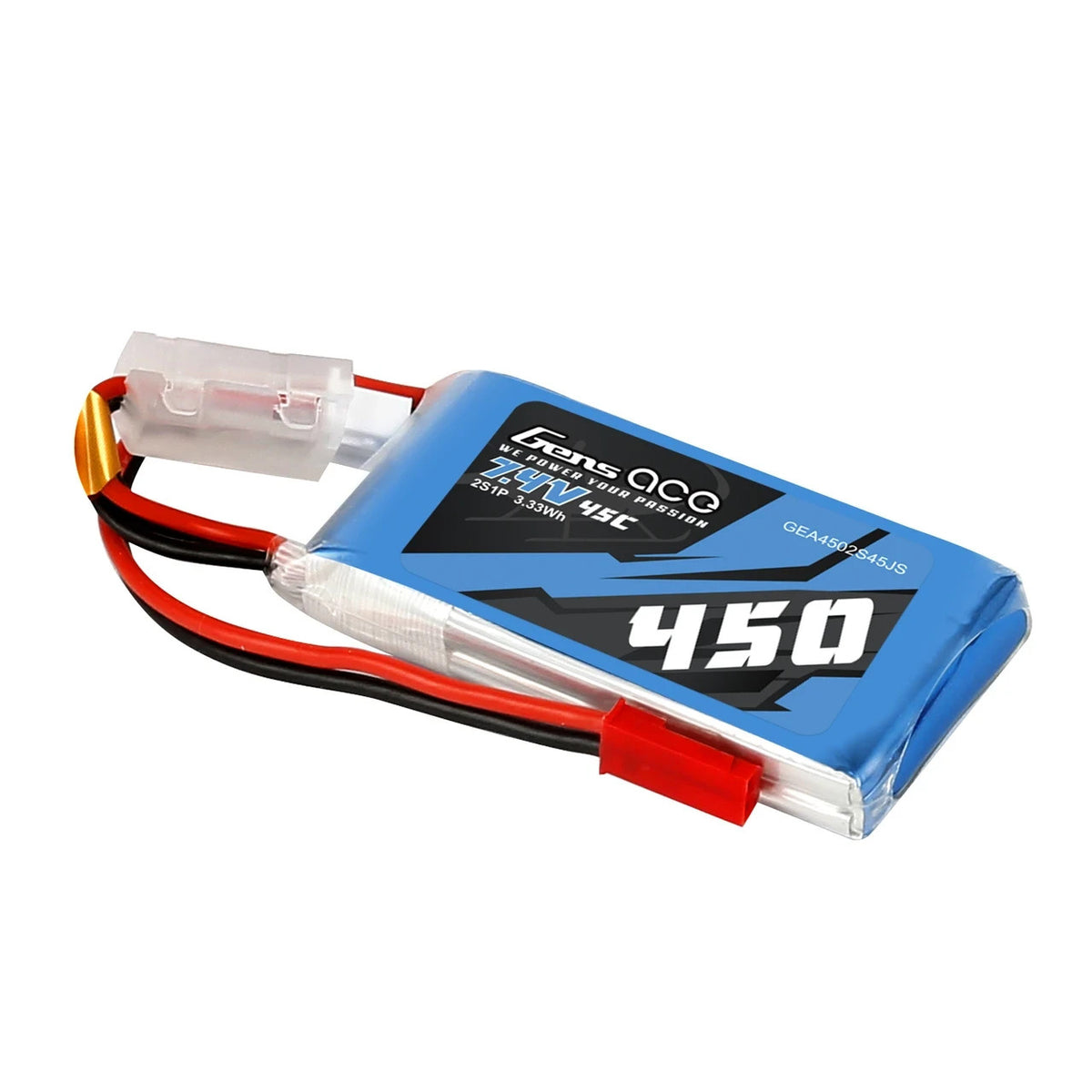 Gens Ace 450mAh 2S 45C 7.4V Lipo RC Remote Control Airplane Battery JST Plug