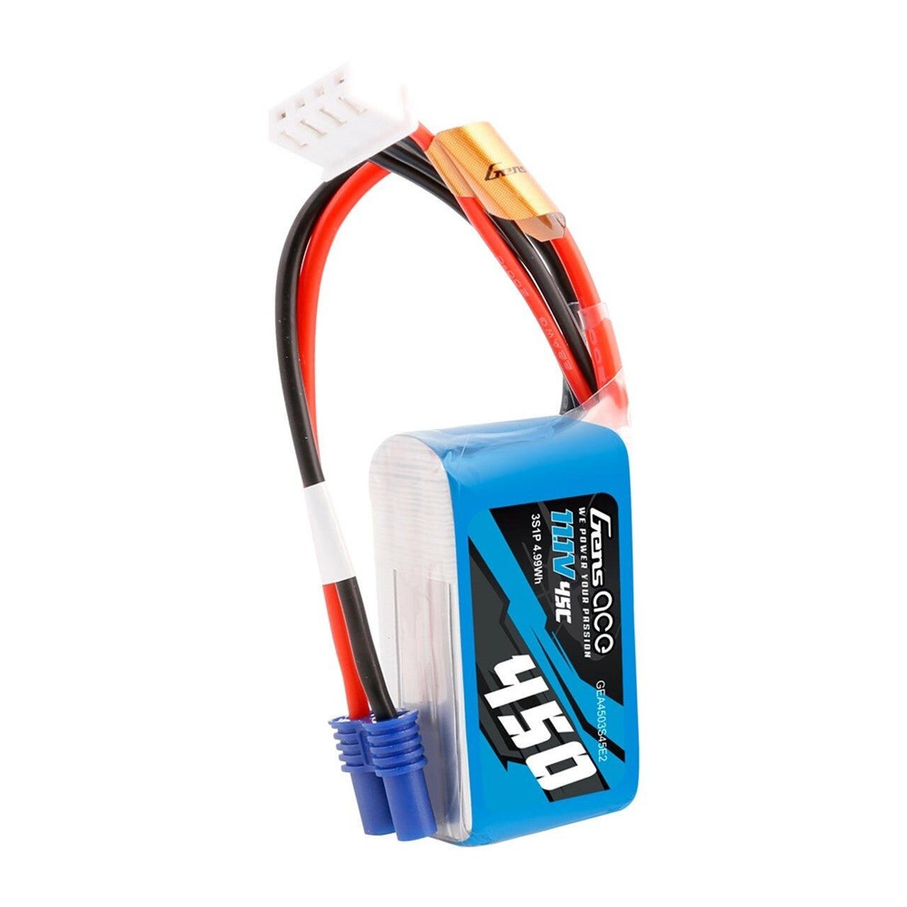 Gens Ace 450mAh 11.1V 45C 3S Lipo RC Battery Pack With EC2 Plug : 180 CFX