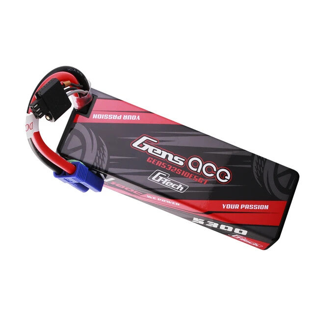 2x Gens Ace 5300mAh 2S 100C 7.4V HardCase G-Tech GTec Lipo Battery w/ EC5 Plug