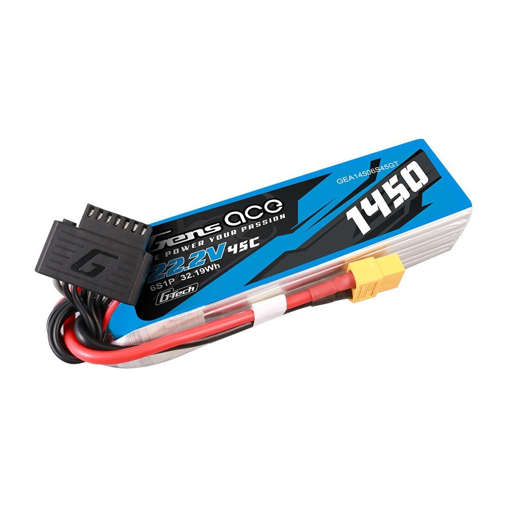 2x Gens Ace 6S LiPo RC Helicopter Battery 45C 22.2V 1450mAh Gtech GEA14506S45GT