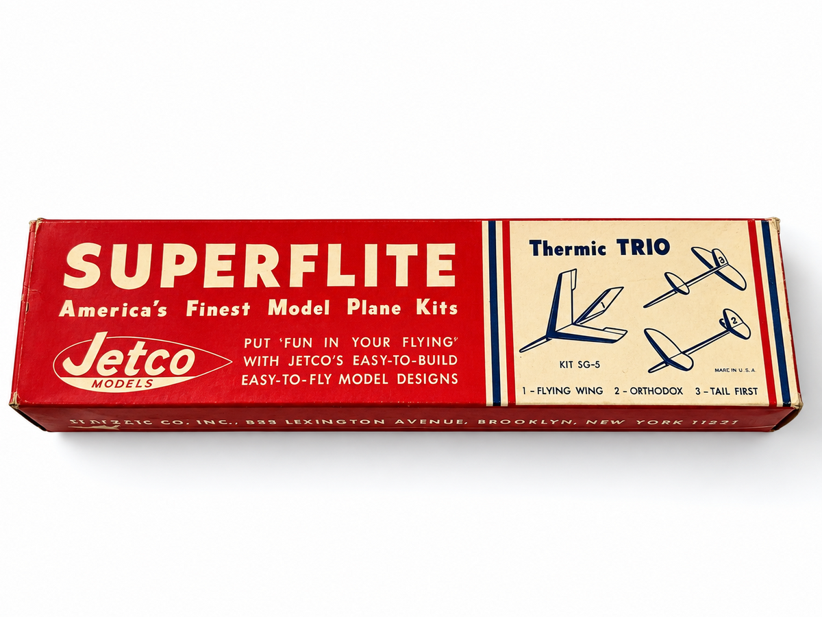 Vintage Jetco Superflite Thermic Trio SG-5 Balsa Model Airplane Glider Kit
