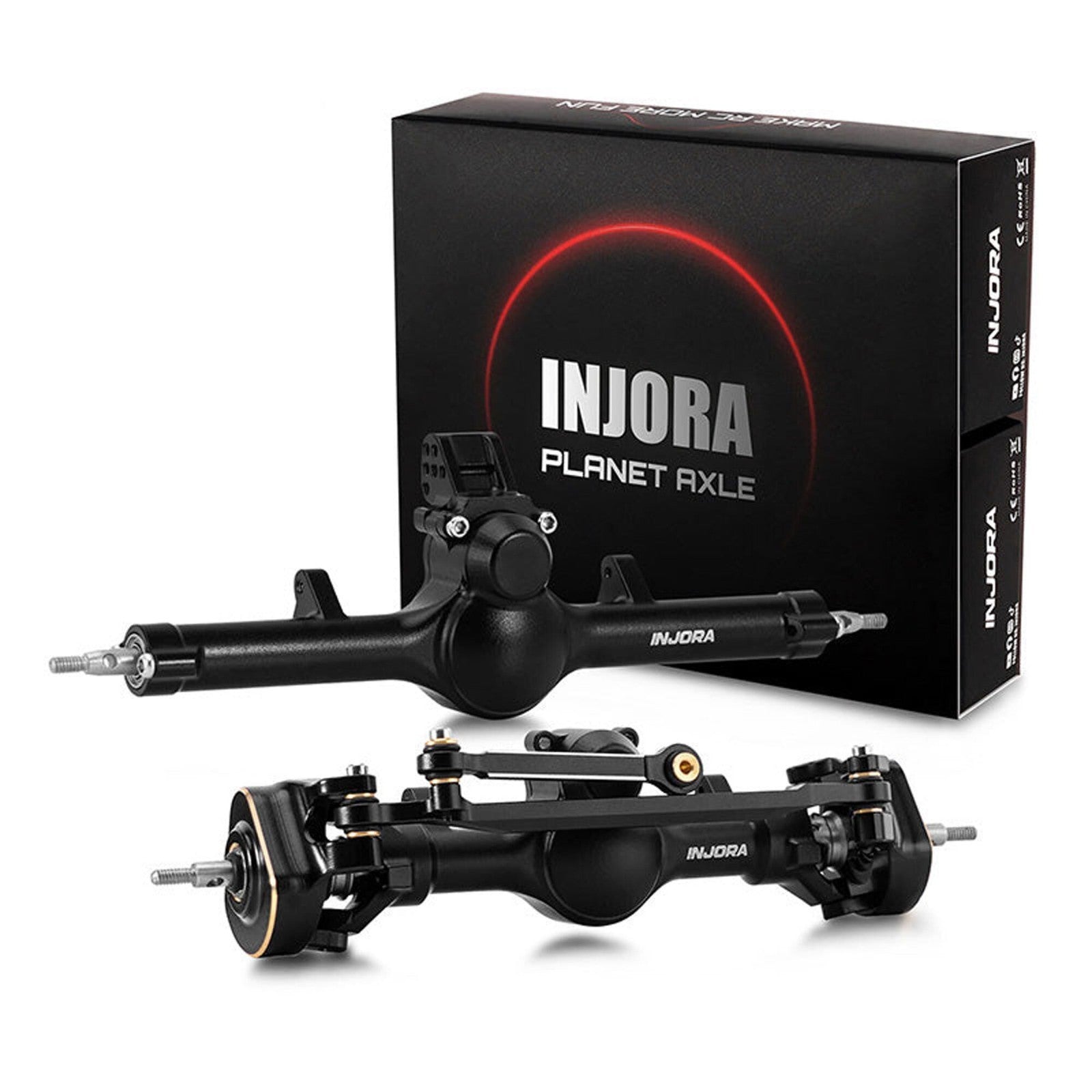 INJORA 4M-104BKFR +5mm Diamond Portal Axles Lay Down Servo TRX-4M Black