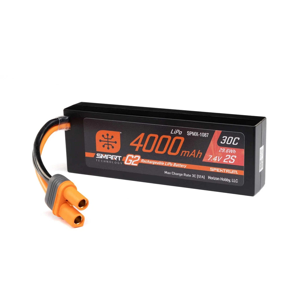Spektrum 7.4V 4000mAh 2S 30C Smart LiPo G2 Hard Case IC5 Battery SPMX-1087