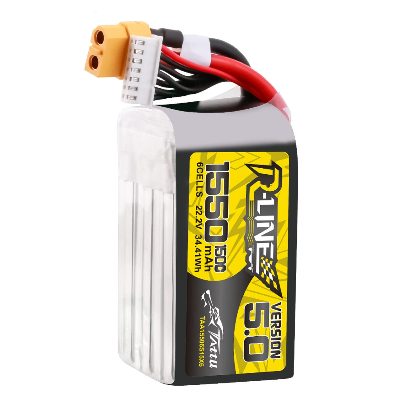 2x Tattu R-Line Version 5.0 1550mAh 6S 150C 22.2V Lipo Battery Pack W/ XT60 Plug