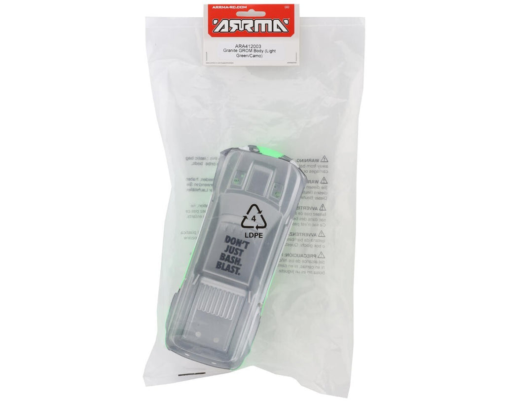 ARRMA Granite GROM RC Truck 1/18th Scale Body Light Green Camo ARA412003 412003