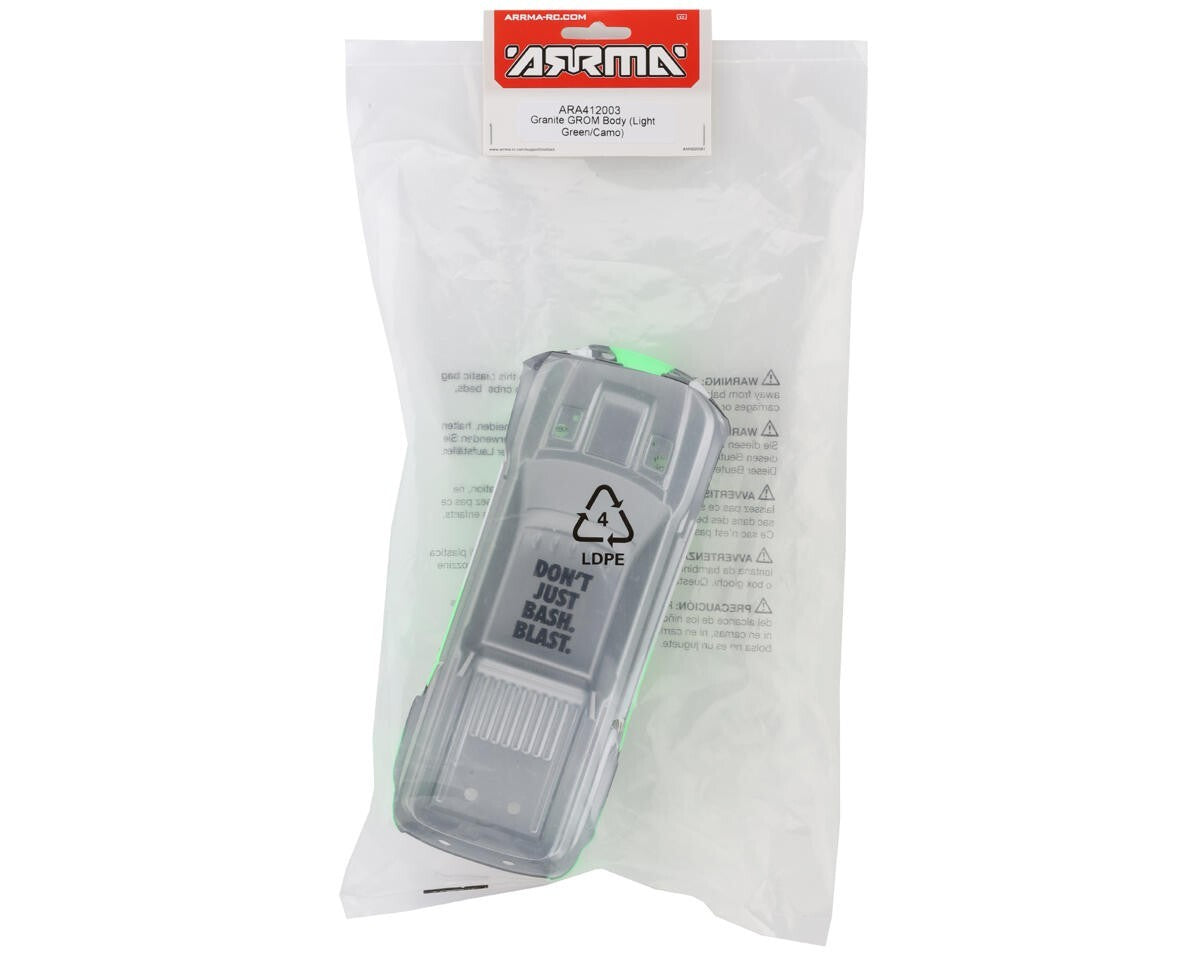 ARRMA Granite GROM RC Truck 1/18th Scale Body Light Green Camo ARA412003 412003
