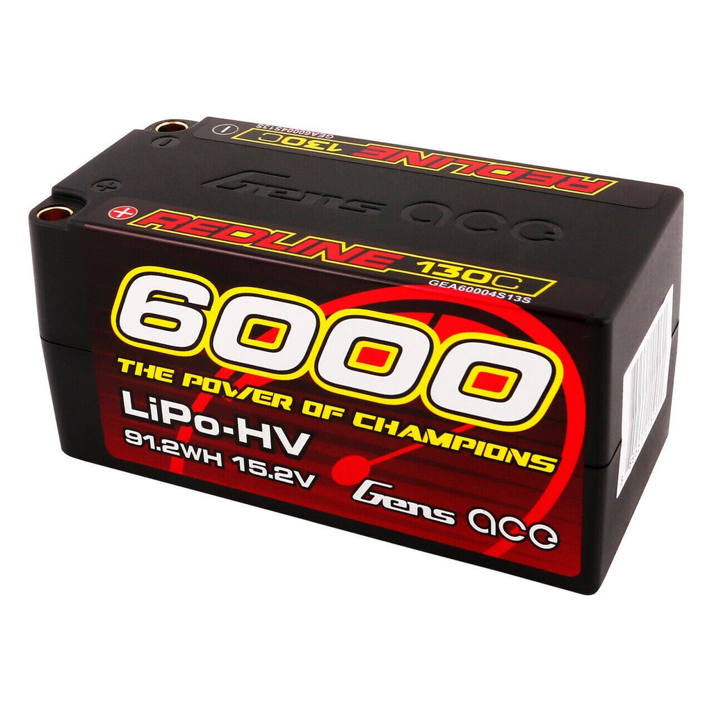 Gens Ace 15.2V 6000mAh 130C 4S Lipo Battery HardCase HV For 1/8 RC Racing Series