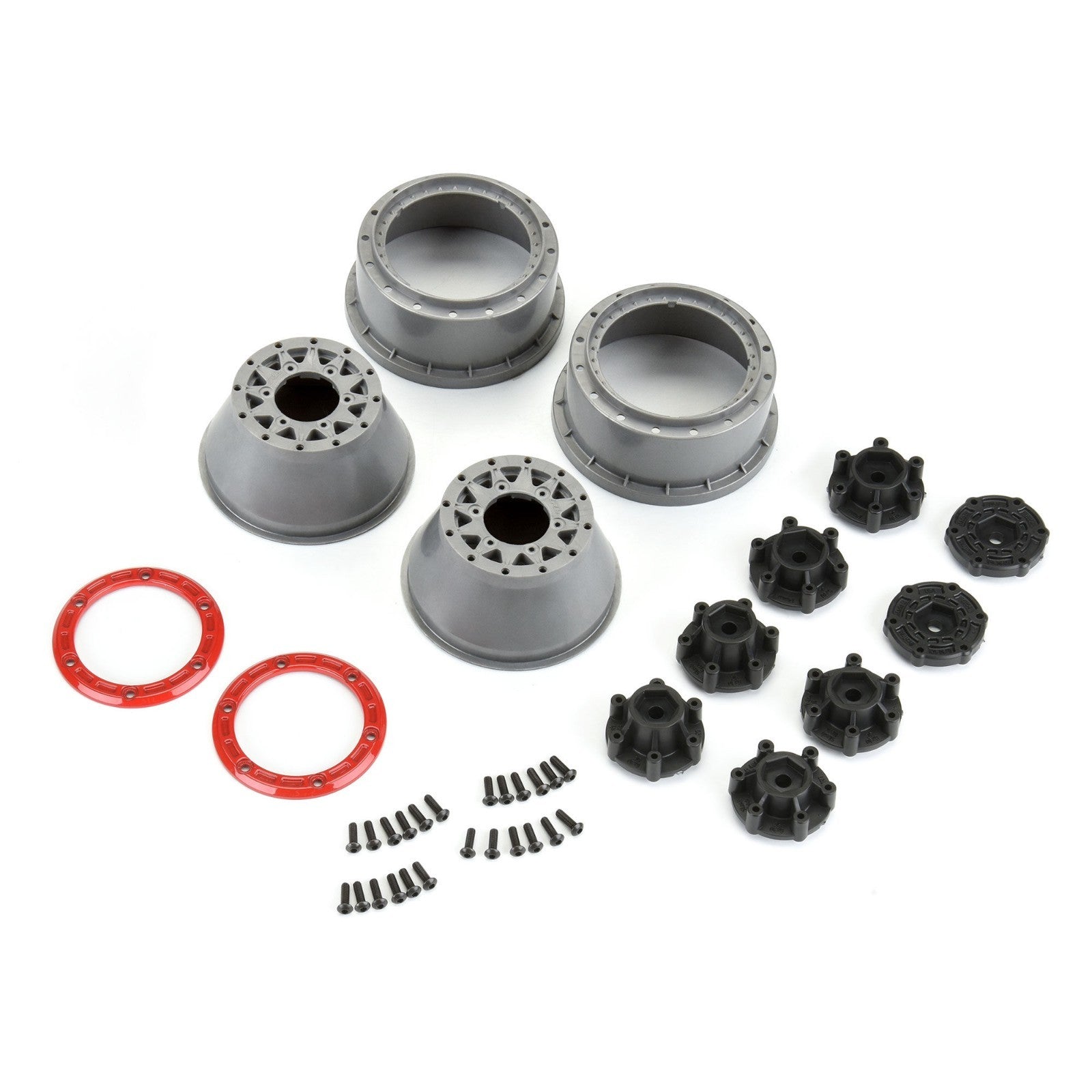 ProLine 1/10 Raid Bead-Loc F/R 2.2"/3.0" 12 /14mm SC Wheels (2) RD/GRY PRO281105