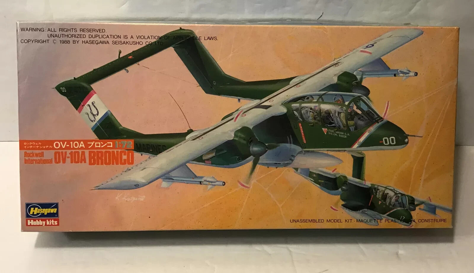 Vintage Hasegawa Rockwell OV-10A Bronco 1/72 Scale Plastic Model Kit 514