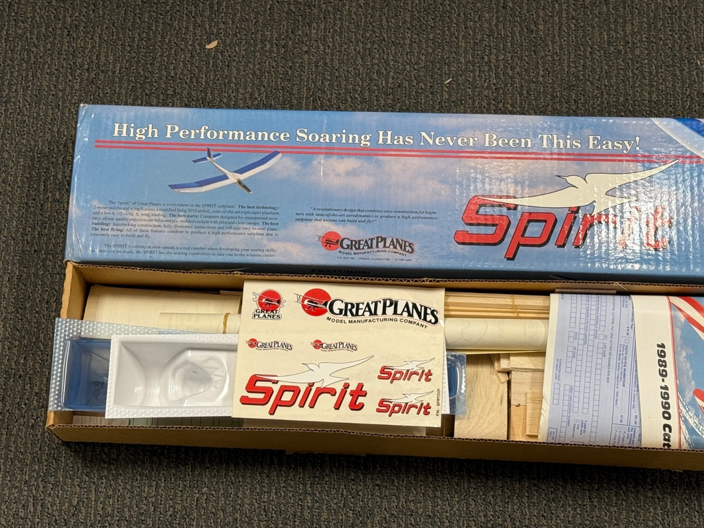 New Great Planes Spirit 2M Two 2 Meter RC Remote Control Balsa Airplane Kit