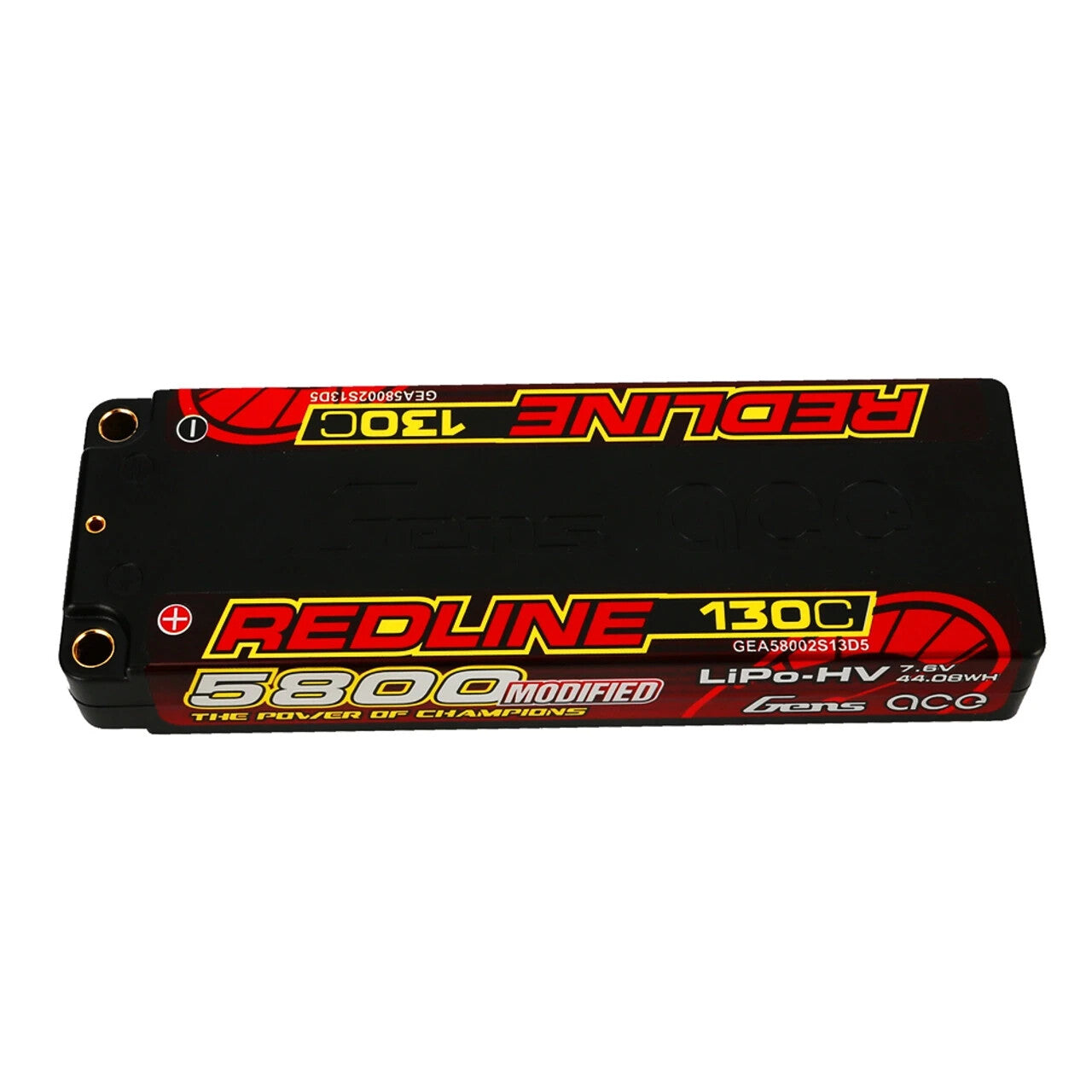 Gens Ace Redline Series 5800mAh 7.6V 130C 2S HardCase HV Lipo Battery w/ 5.0mm