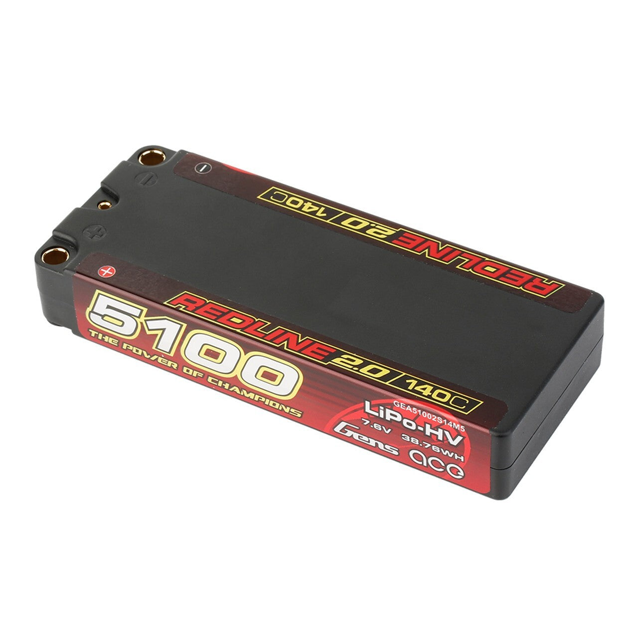 Gens ace Redline 2.0 5100mAh 2S 140C 7.6V HV Lipo RC Battery with 5.0mm bullet