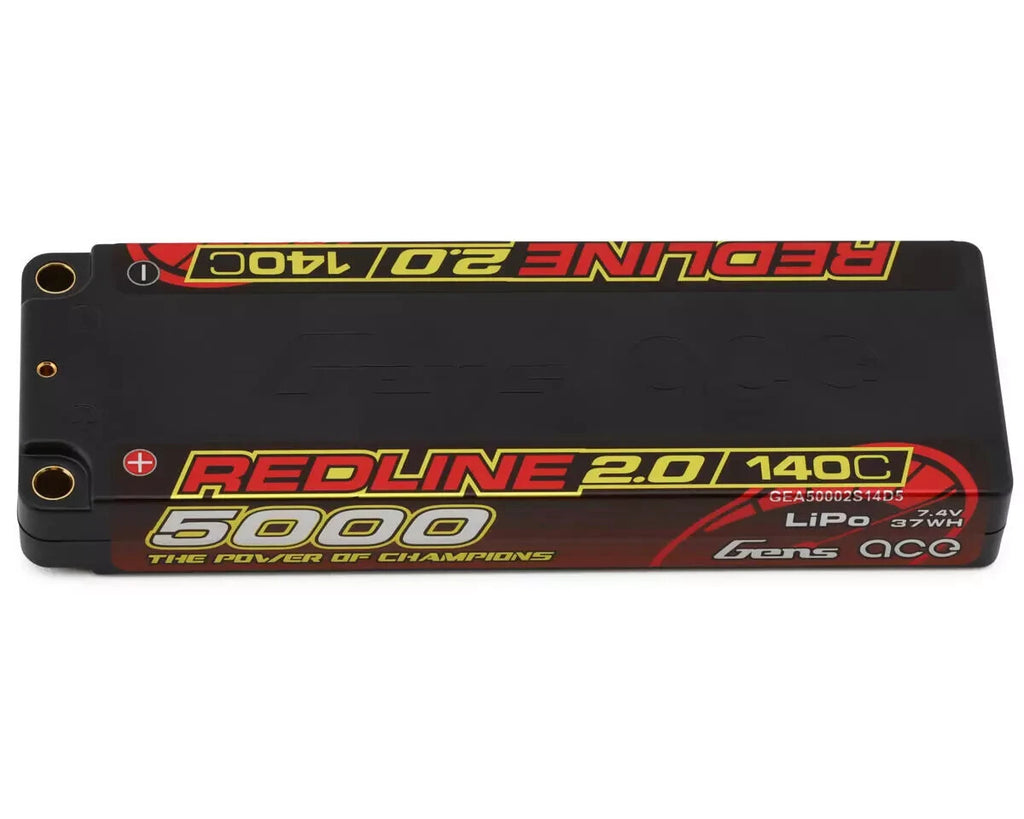 2x Gens Ace Redline 2.0 2S LiHV Battery 140C 7.6V / 5000mAh w/5mm Bullets