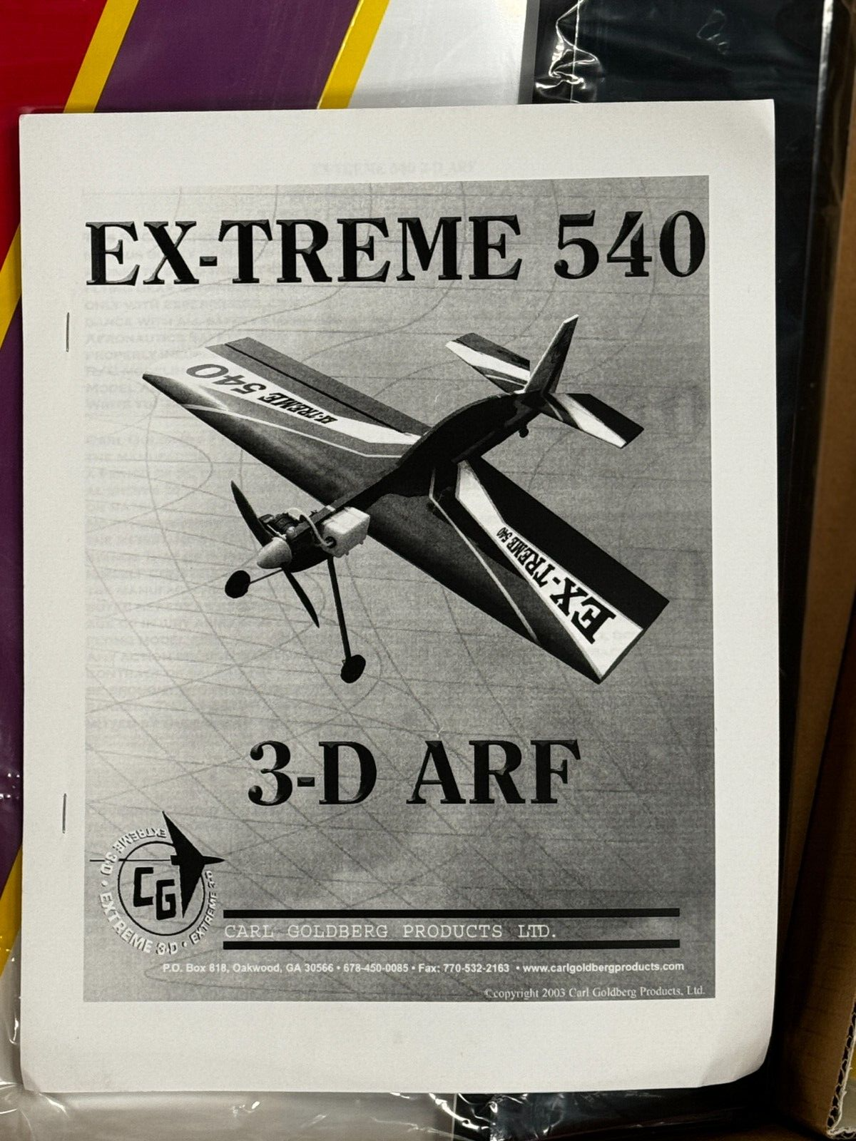 New In Box Carl Goldberg Extreme 540 3D ARF RC Remote Control Airplane Profile